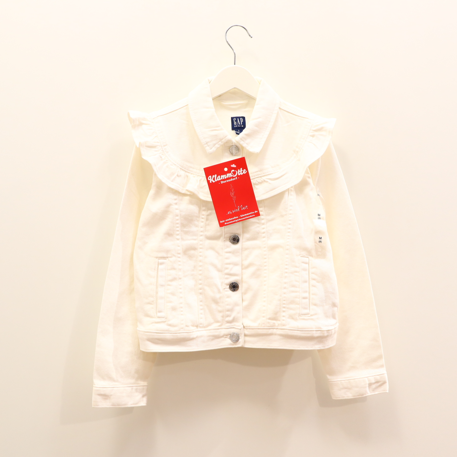 Jacke GAP Jeansjacke 128 weiß Volants Denim neuwertig