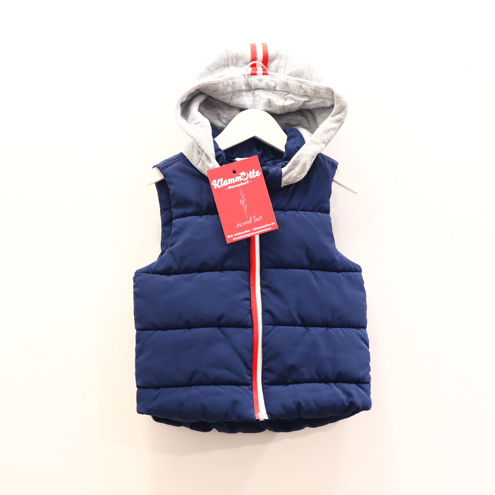 Jacke H&M 92 blau/grau Steppweste abnehmb. Kapuze