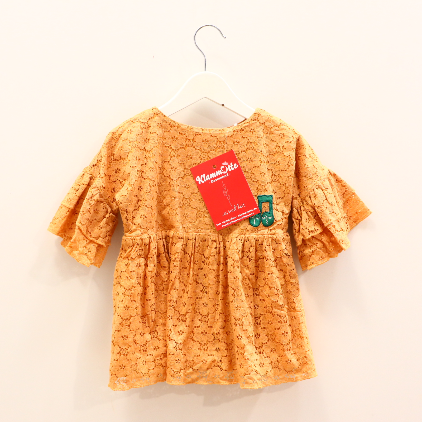 Kleider & Röcke mini rodini 80/86 karamell Aplikation Spitzenkleid Baumwolle/Polyamid