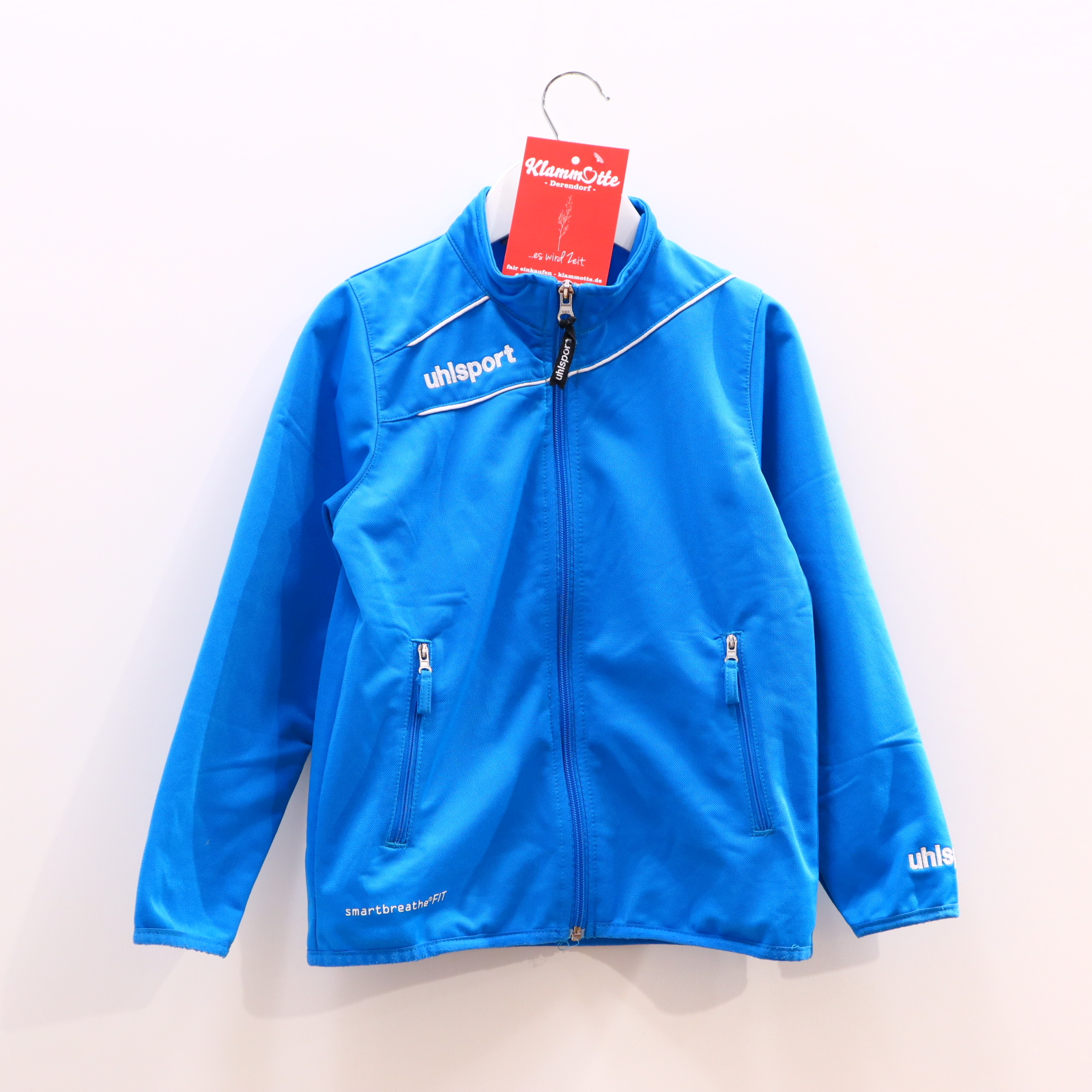 Oberteil uhlsport Gr. 128 Trainingsjacke blau Polyester Logo/Stickerrei Stehkragen