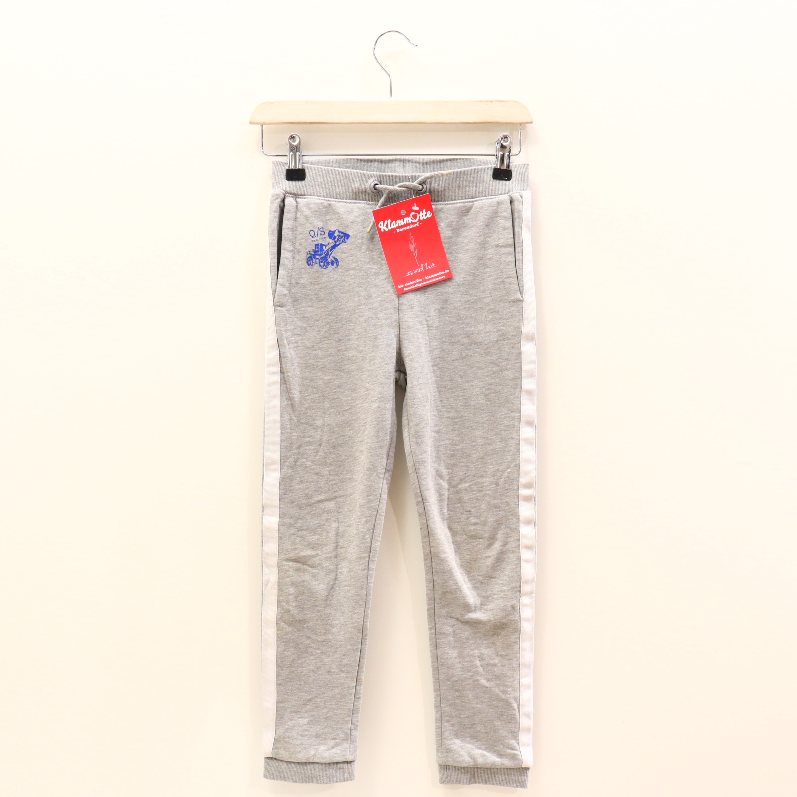 Hose S.OLIVER 128/134 Jogger grau Borde/Logo/melange/Print Gummibandzug/verstellb. Bund Baumwolle/Polyester/Viskose