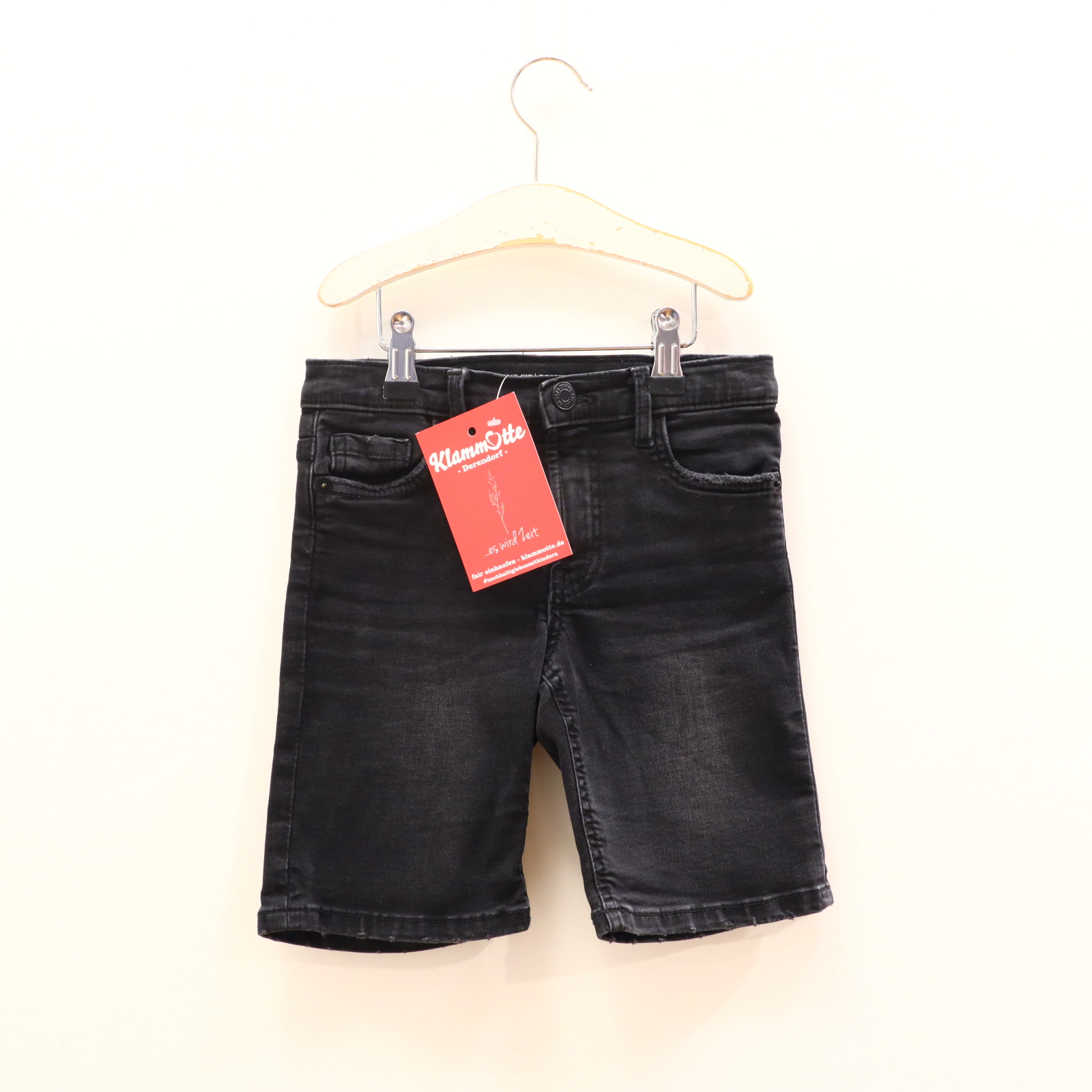 Hose ZARA 122 Jeans/Short anthrazit Knopf/Reißverschluß/verstellb. Bund Denim Straight