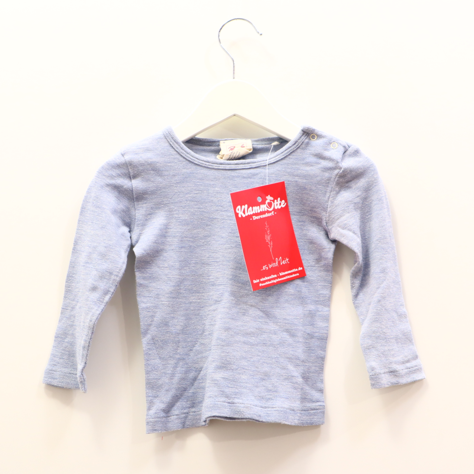 Oberteil People WEAR ORGANIC 74/80 blau melange Baselayer/langarm Bio-Baumwolle/Seide/Wolle
