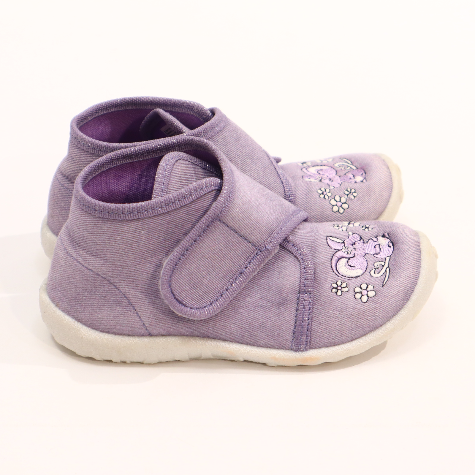 Hausschuhe/Wasserschuhe SuperFit 26 flieder Klett/Pantoffel Mittel Canvas