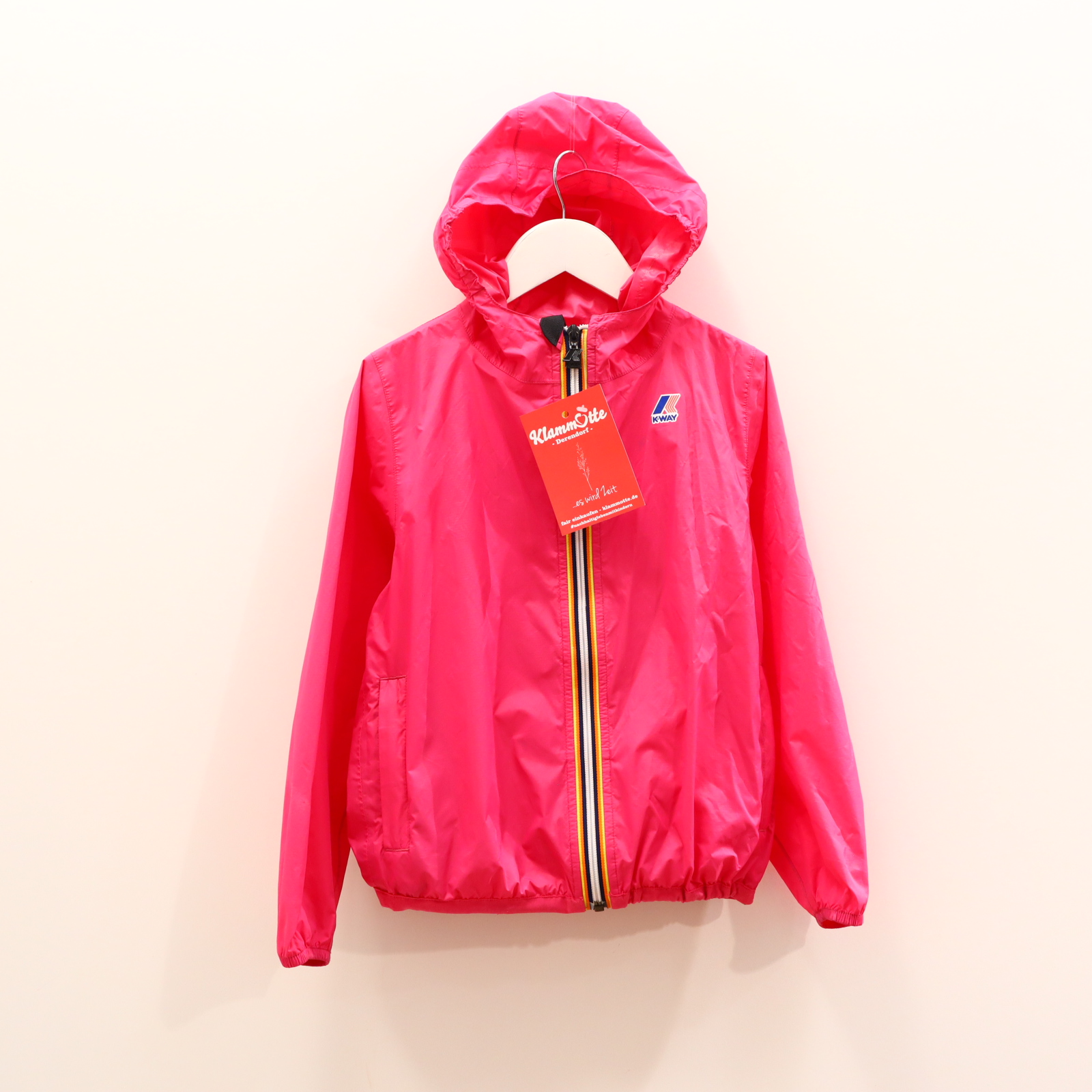 Jacke K-WAY Regenjacke 128 pink verstaubar ganz kleiner Fleck