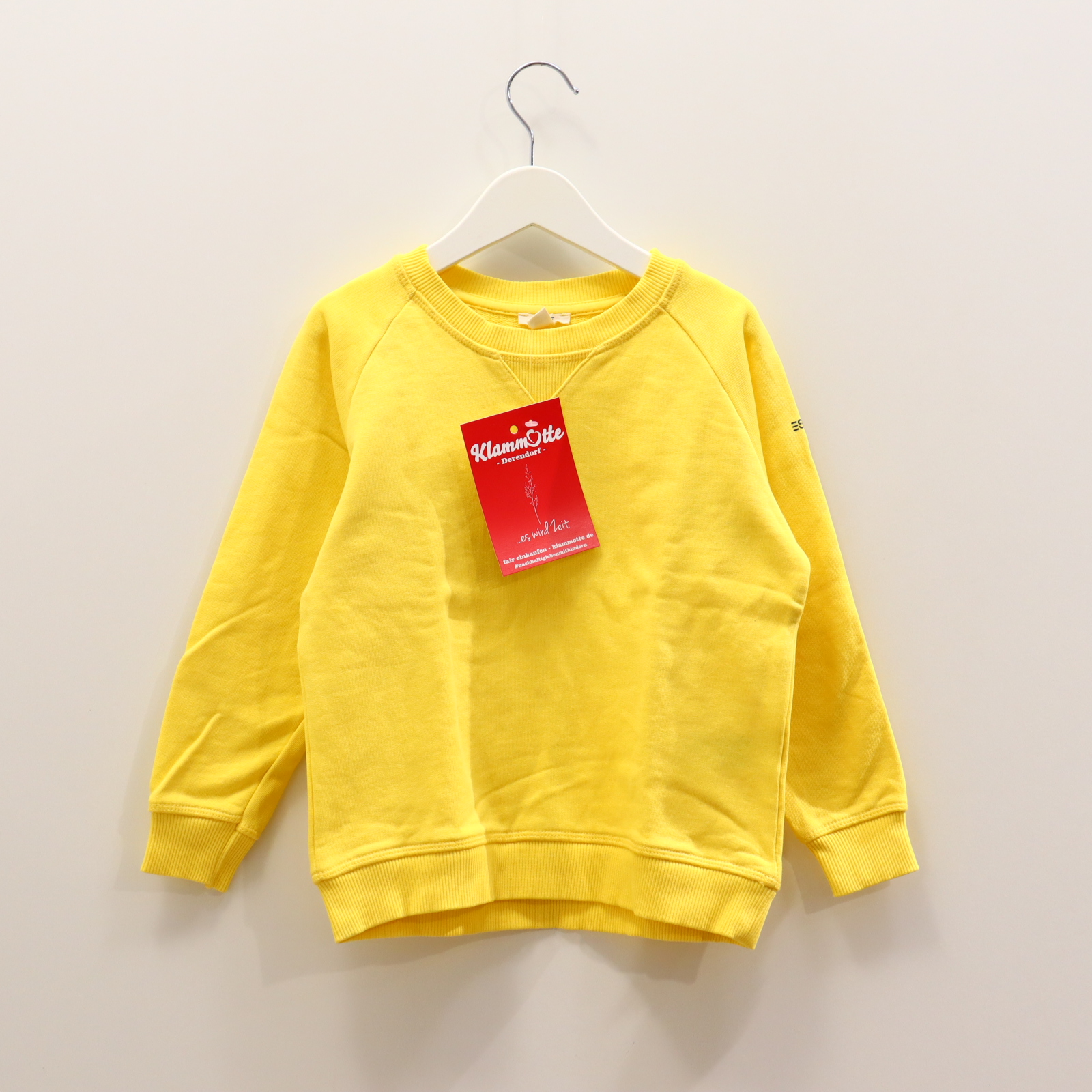 Oberteil ESPRIT Gr. 104/Gr. 110 Sweatshirt gelb Baumwolle Ärmelprint/Logo