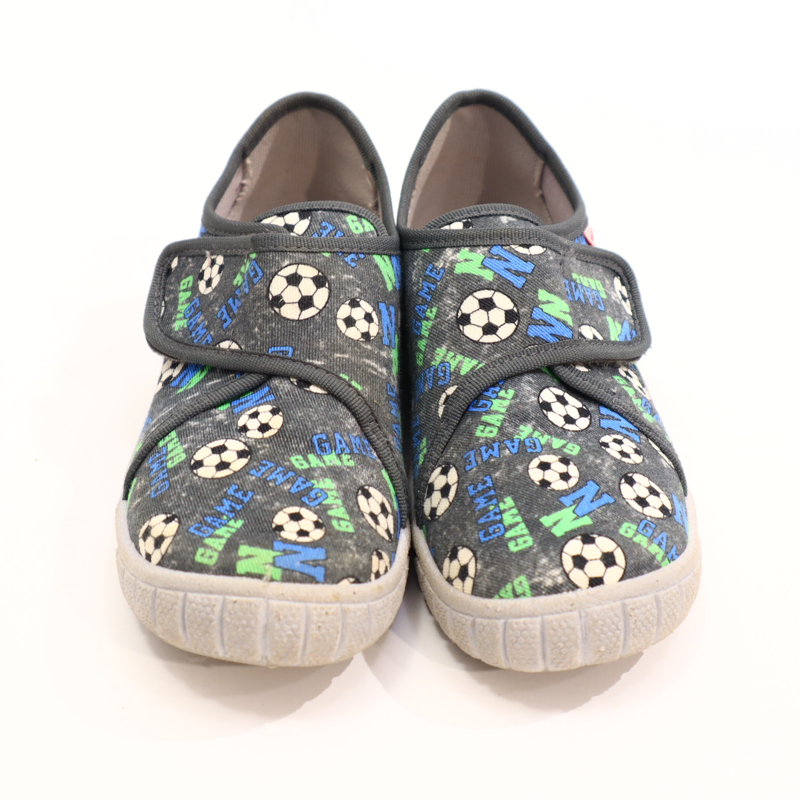 Hausschuhe/Wasserschuhe SuperFit 31 blau/grau/grün Klett/Pantoffel Canvas