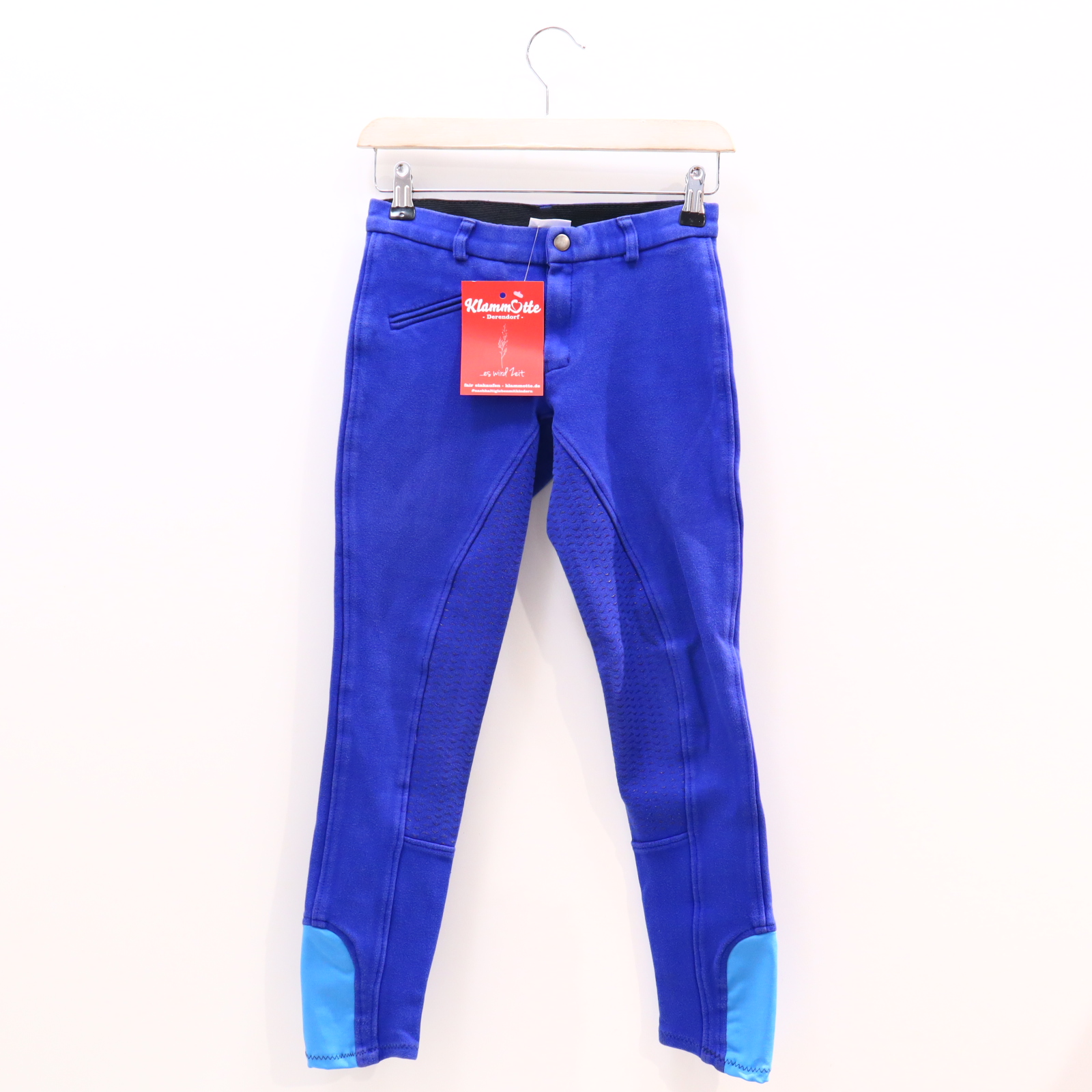 Hose Reithose 146 blau Allover Print Gummibandzug/Reißverschluß/Schiebeknopf Vollbesatz leichte Gebrauchsspuren