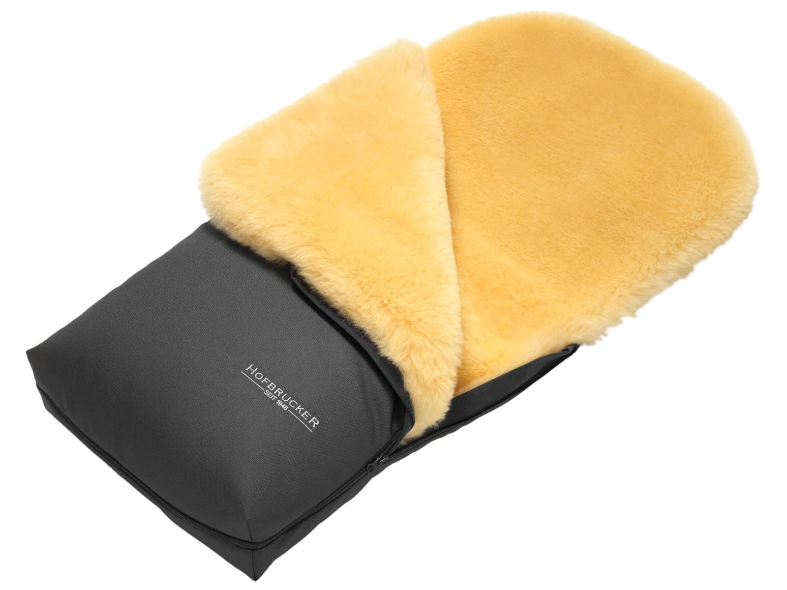 Fußsack Hofbrucker Winterfußsack Putzi grau Lammfell sehr gut