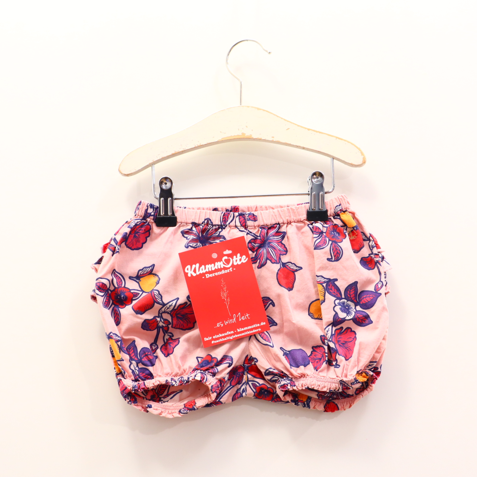 Hose PETIT BATEAU Bloomers 92/98 rosa Allover Print/Blumen/Rüschen Baumwolle Gummibandzug