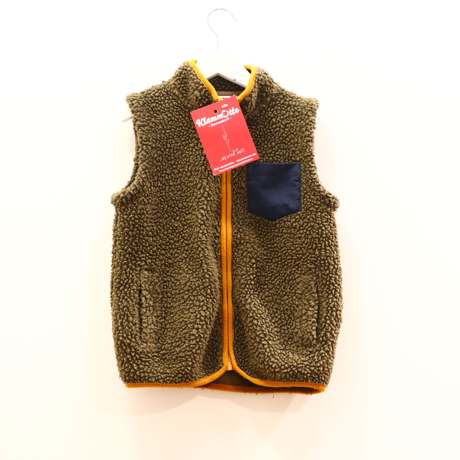 Oberteil name it Gr. 110 Weste oliv Polyester/Sherpa/Teddy Applikation