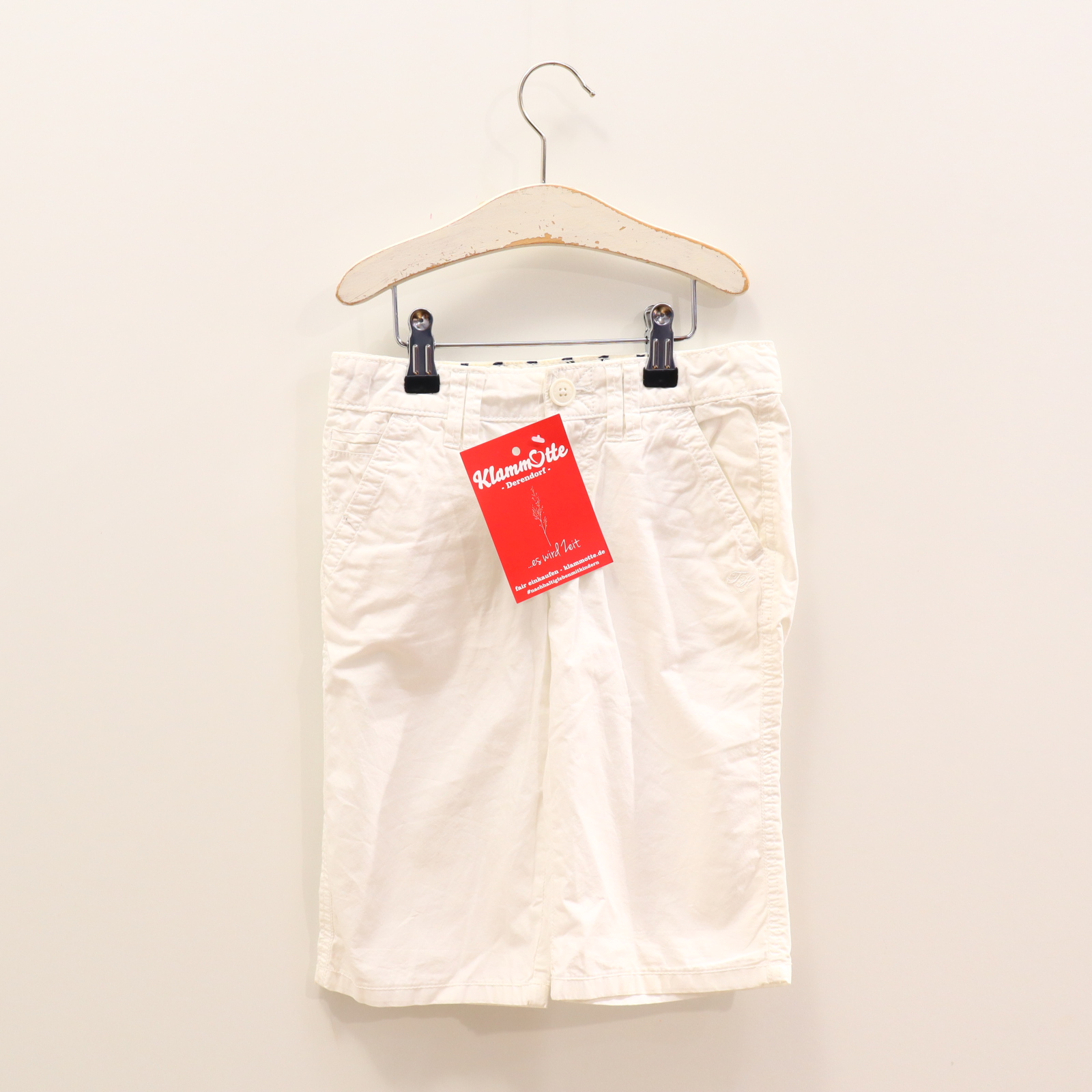 Hose TOMMY HILFIGER Short 116 weiß Logo/Stickerei Baumwolle Knopf/Reißverschluß/verstellb. Bund