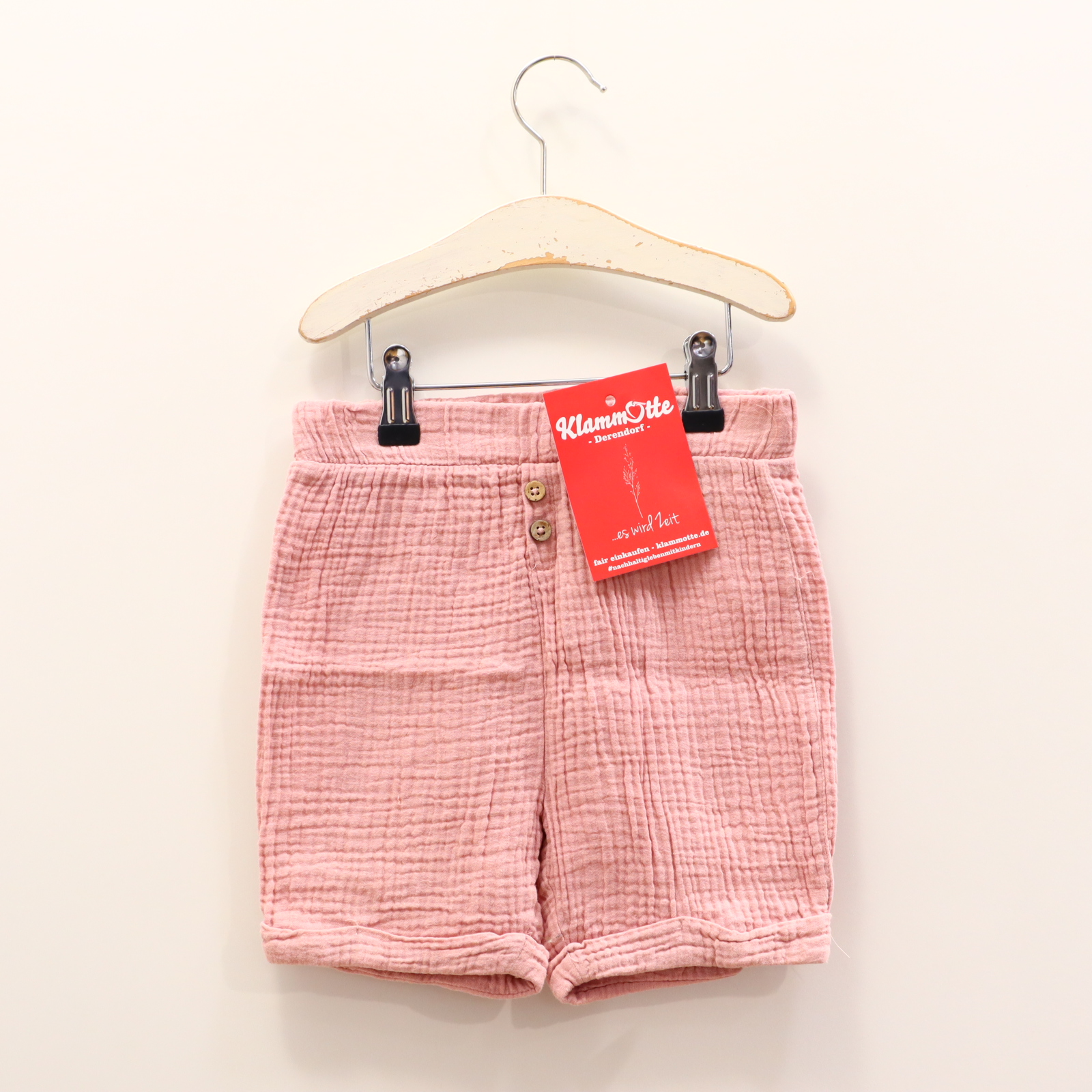 Hose ALANA Short 104 rosa Biobaumwolle/Musselin Gummibandzug