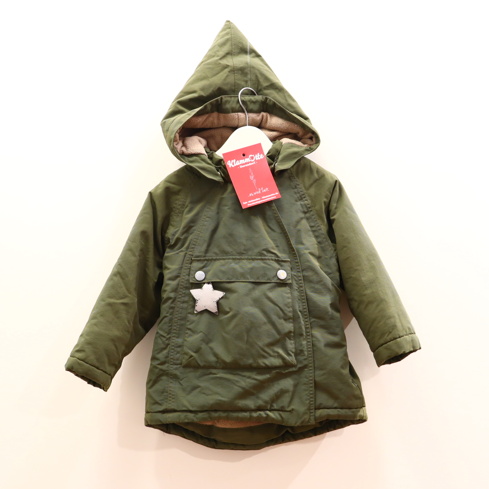 Jacke MINI A TURE 104 grün Anorak THERMOLITE abnehmb. Kapuze/diagonaler Reißverschluß/Fleecefutter Herbst/Winter