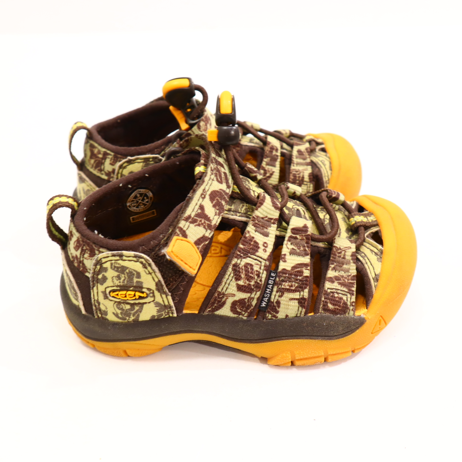 Sandalen KEEN 25/26 braun/grün/orange waschbar leichte gleichmäßige Ablaufspuren