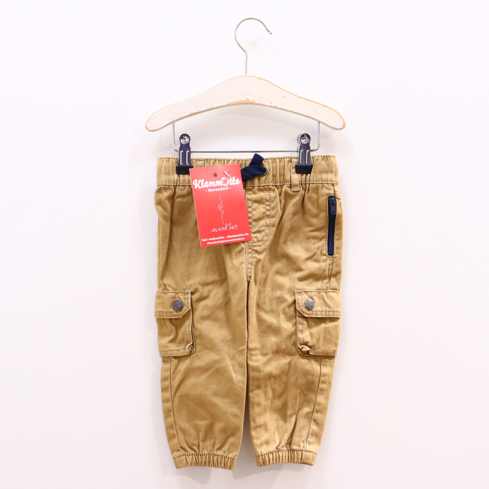 Hosen & Strampler Topolino 74 sand Applikation Cargo Bio-Baumwolle/Twill Gummibandzug/Kordelzug