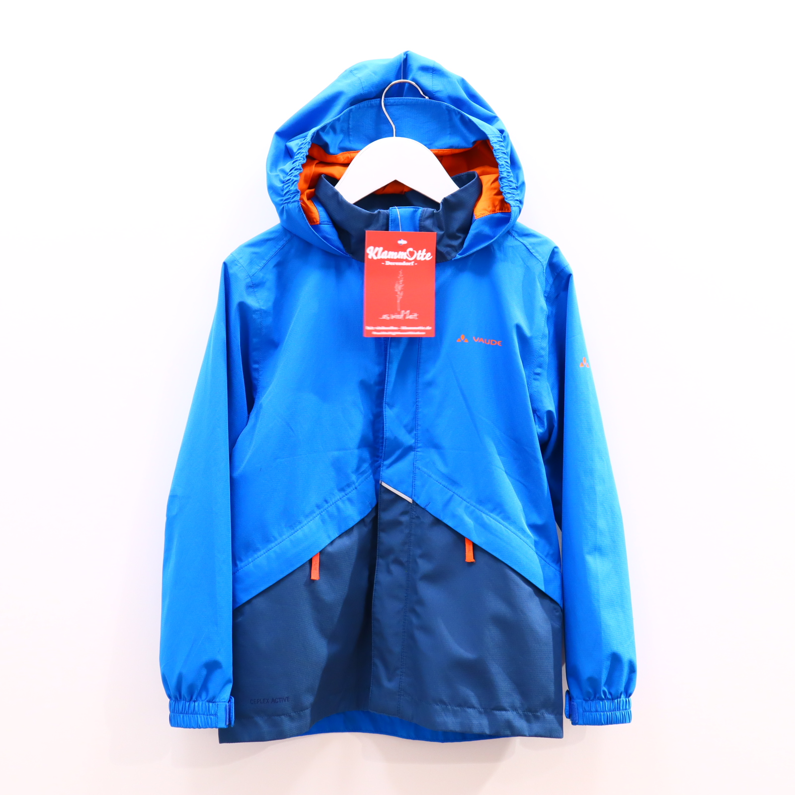 Jacke VAUDE 122/128 blau Logo/Print Funktionsjacke/Regenjacke Meshfutter Frühjahr/Sommer