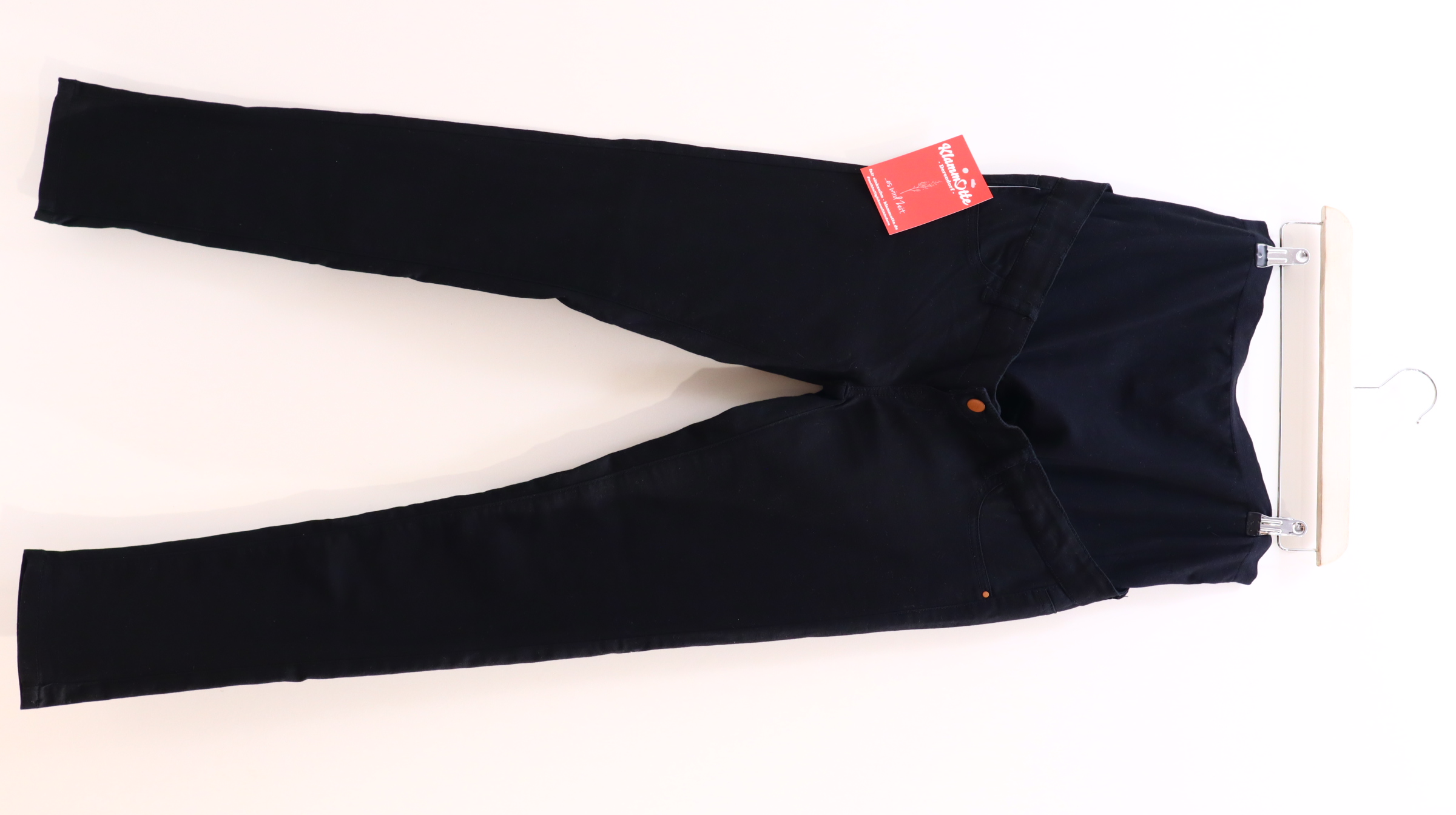 Hose mamalicious 38 schwarz denim Slim High rib/verstellbar W29/L32