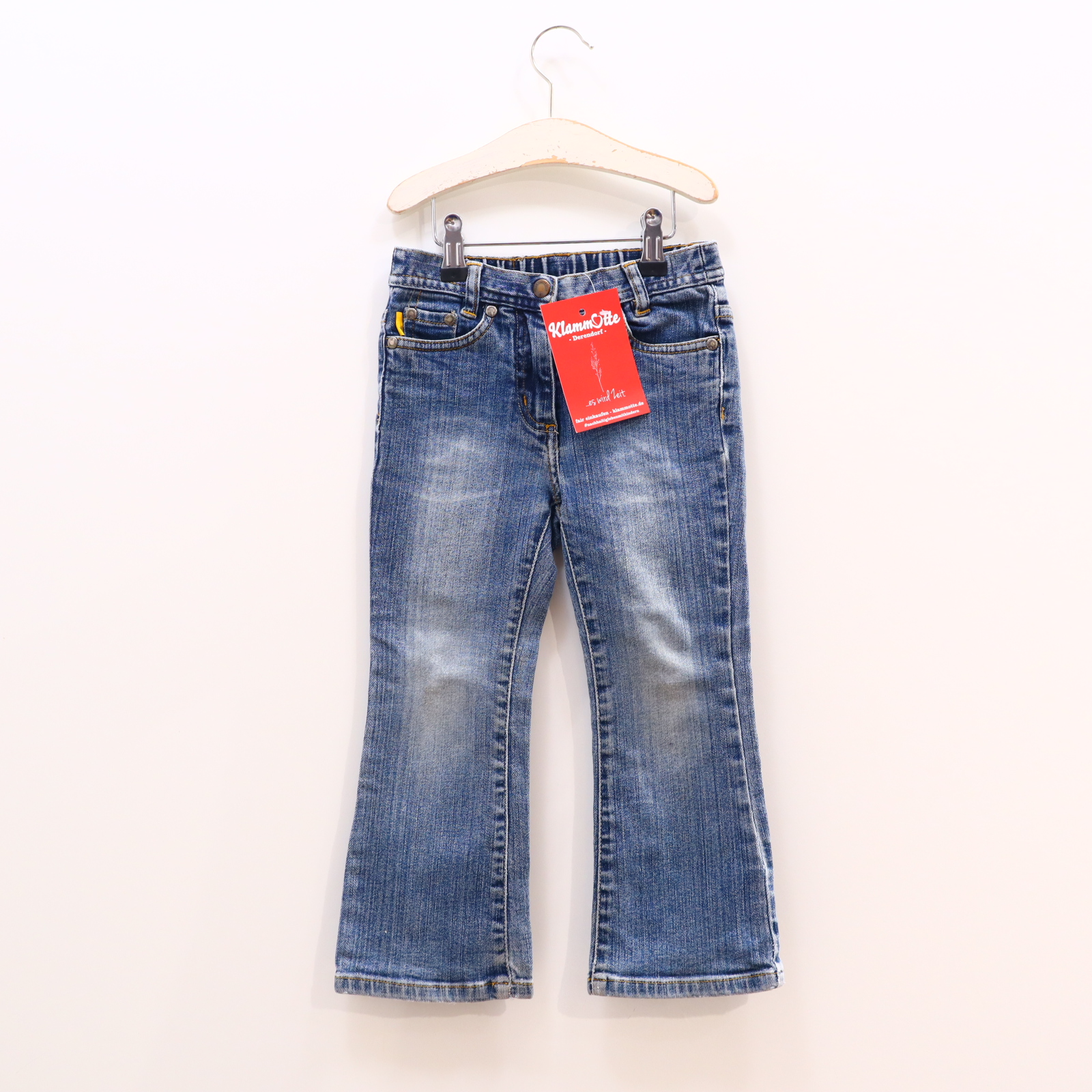 Hose H&M Jeans 104 blau Denim Druckknopf/Gummibandzug/Reißverschluß Bootcut