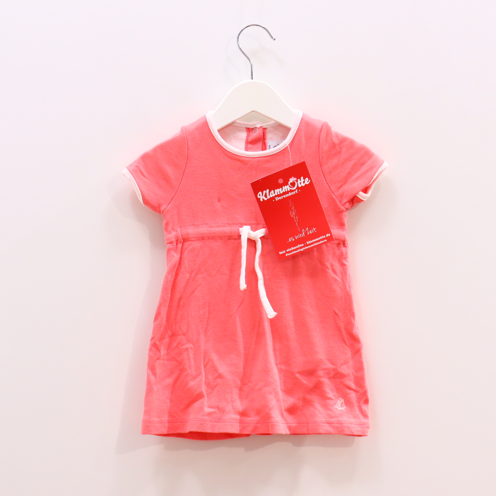 Kleider & Röcke PETIT BATEAU 74 apricot Logo/Print Jerseykleid Baumwolle mit Bodyeinsatz!