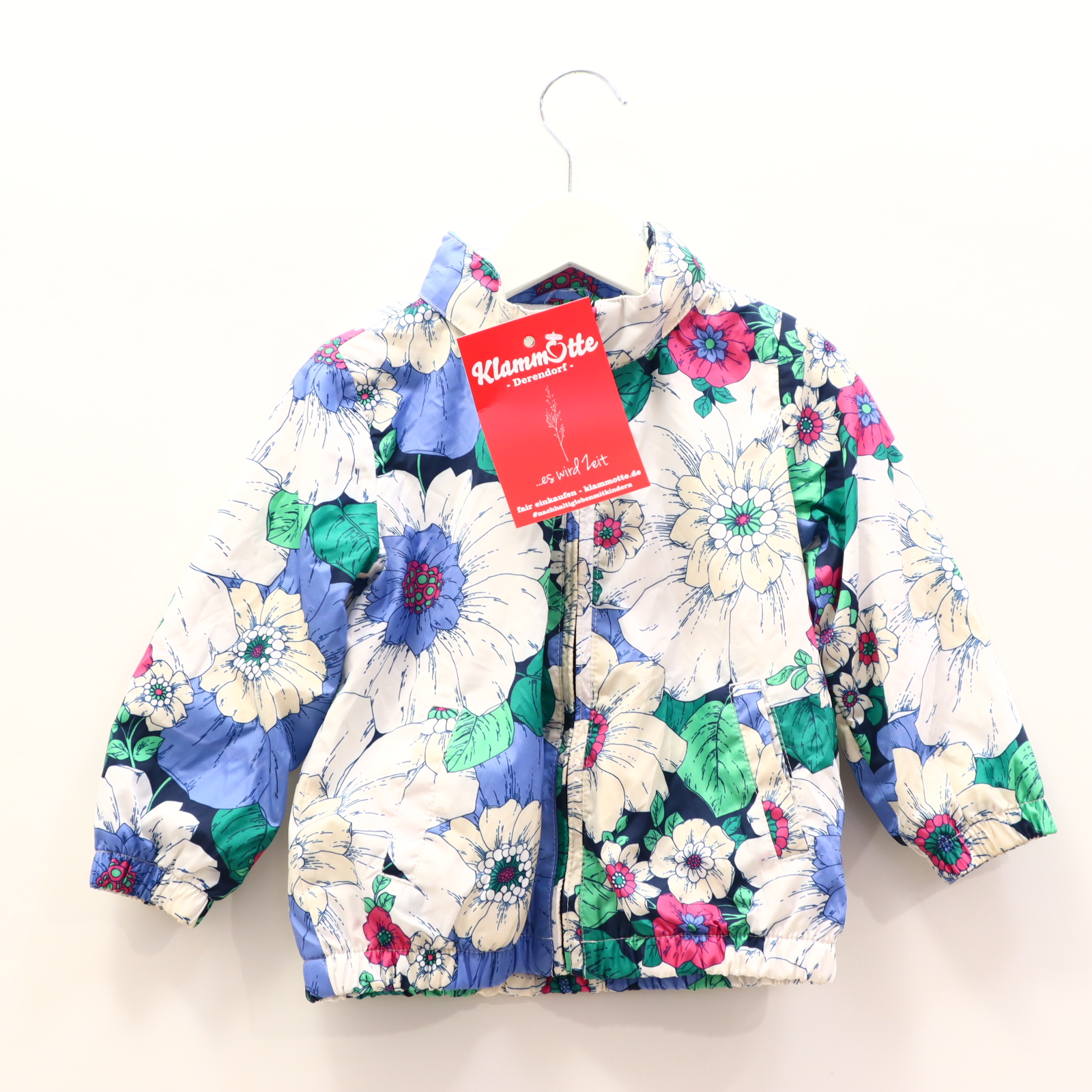 Jacke GAP Windjacke 92 bunt/weiß Frühjahr/Sommer Alloverprint/Blumen Meshfutter/versteckte Kapuze