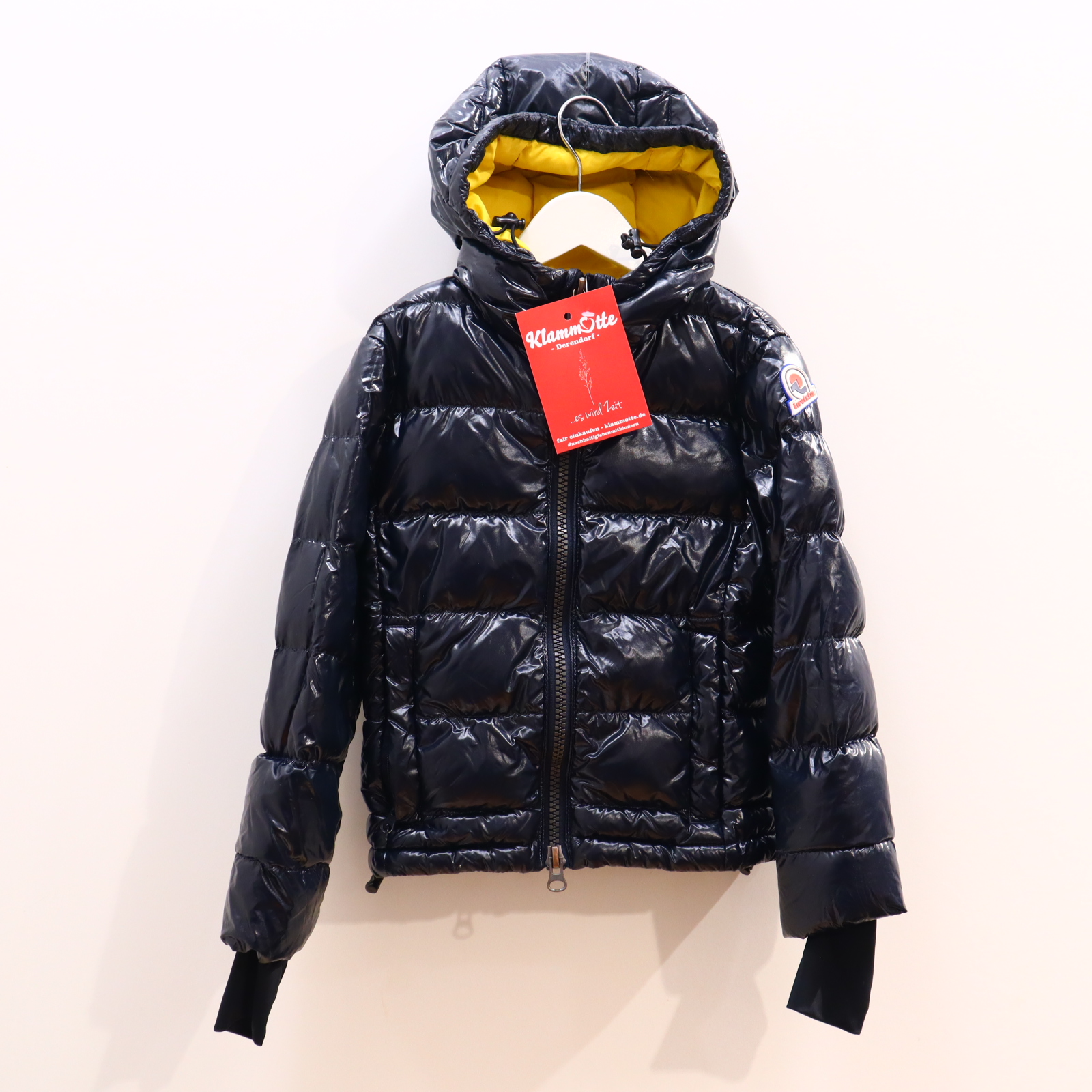 Jacke invicta 116 blau Applikation/Logo/glänzend Daunenjacke/Steppjacke Daunen/Federn Herbst/Winter