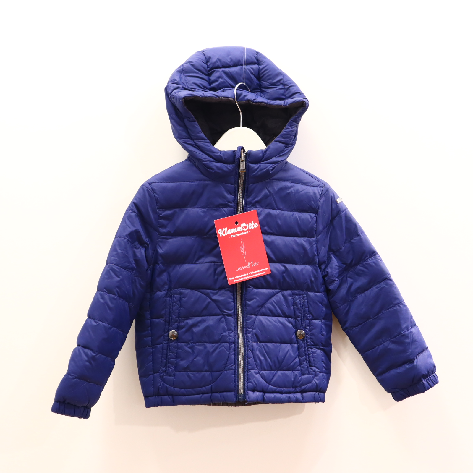 Jacke RALPH LAUREN 104/110 blau/grau Applikation leichte Daunenjacke wendbar Übergang/Herbst