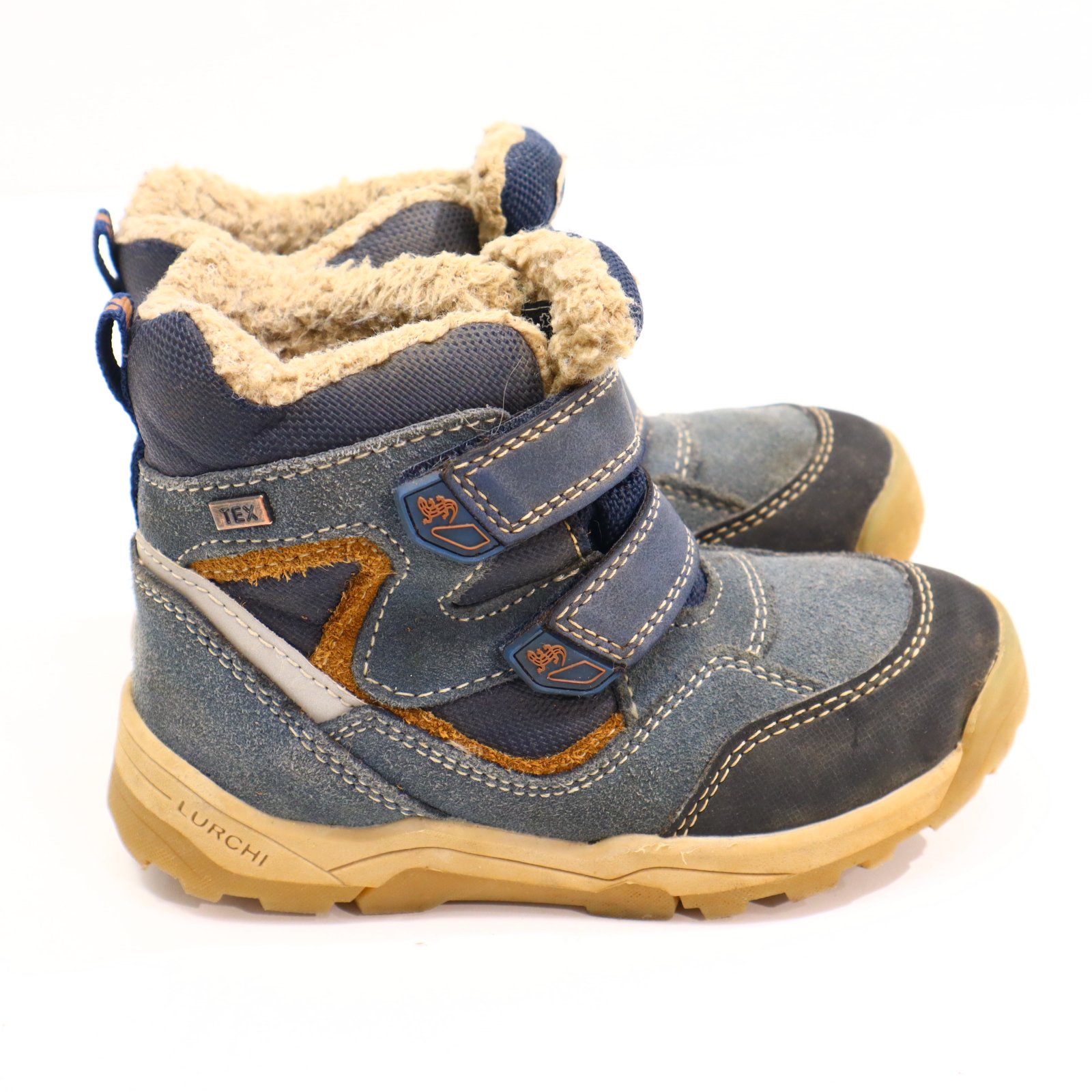 Halbschuhe Lurchi Boots/Klett 27 blau Leder/TEX Herbst/Winter leichte gleichmäßige Ablaufspuren gefüttert