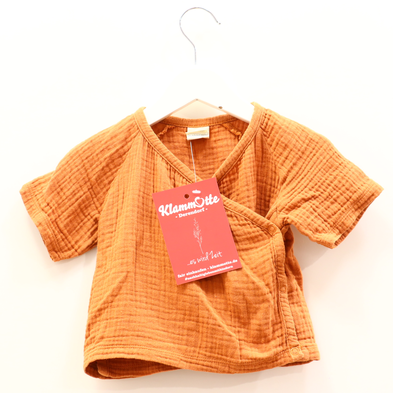 Oberteil ALANA 74 caramel kurzarm/Wickelshirt Bio-Baumwolle/Musselin