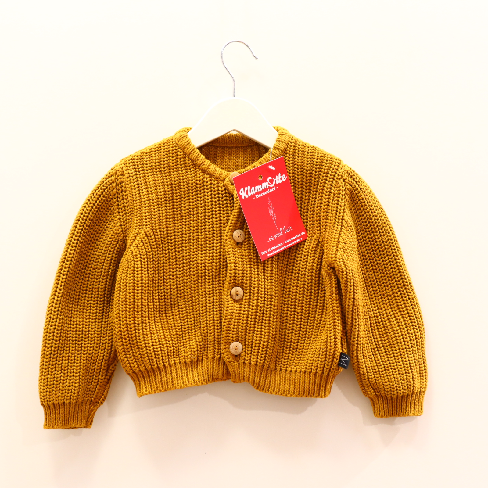 Oberteil MONKIND 74/80 caramel Rippstrick Strickjacke Bio-Baumwolle/Wolle Holzknöpfchen
