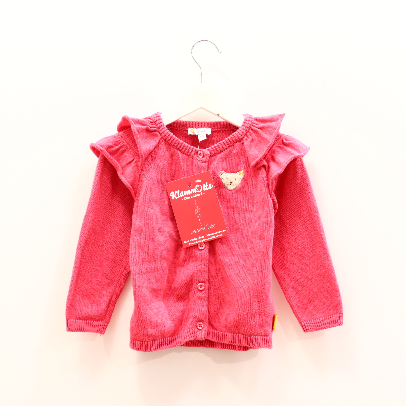 Oberteil Steiff 80 himbeere Applikation/Logo/Volants Strickjacke Baumwolle