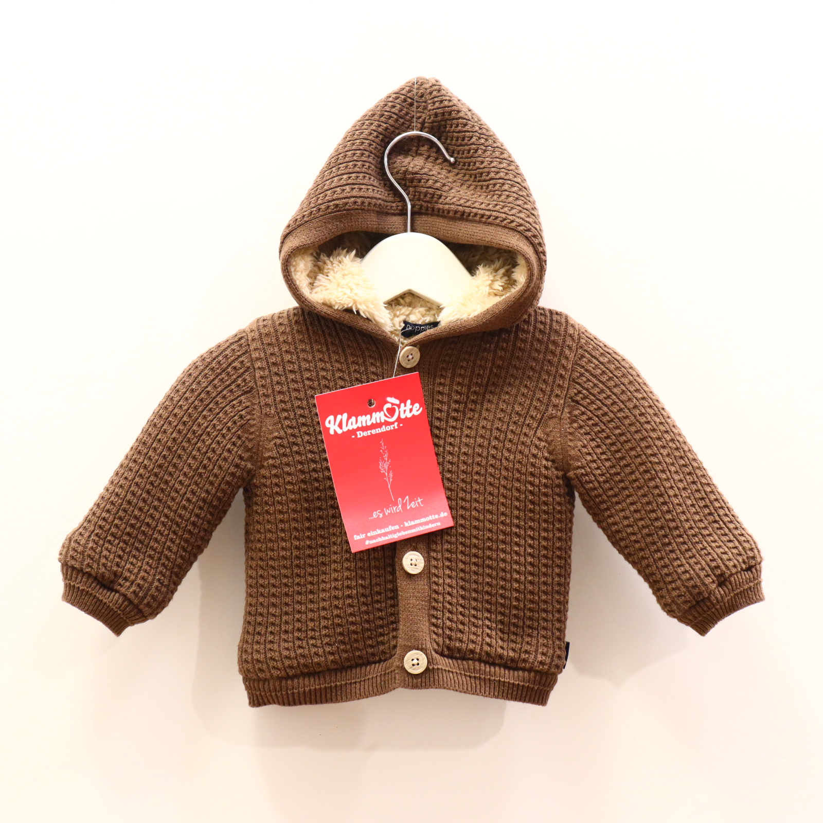 Oberteil noppies 62 braun Strickjacke Baumwolle Teddyfutter