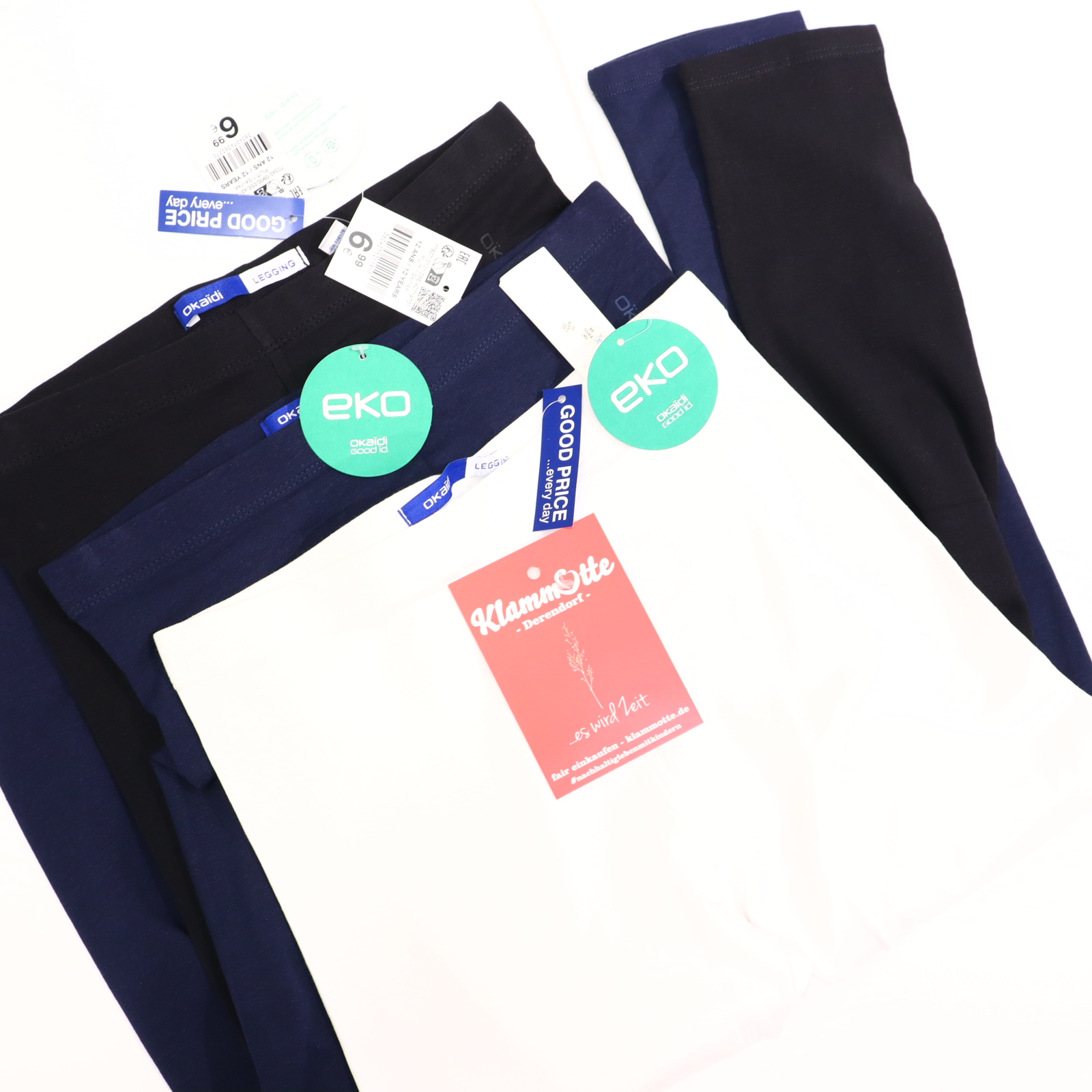 Hose Okaidi Legging/3er Set 152 blau/schwarz/weiß Gummibandzug NEU!