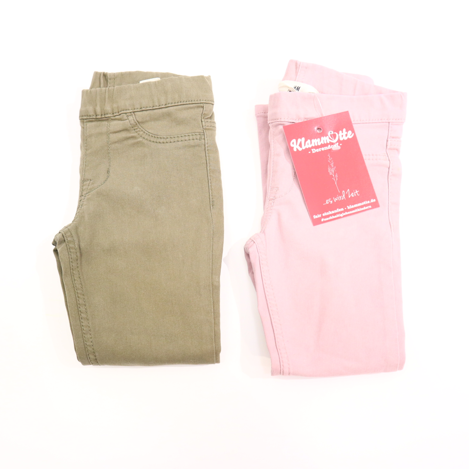 Hose H&M Jeggings/2er Set 104 oliv/rosa Gummibandzug