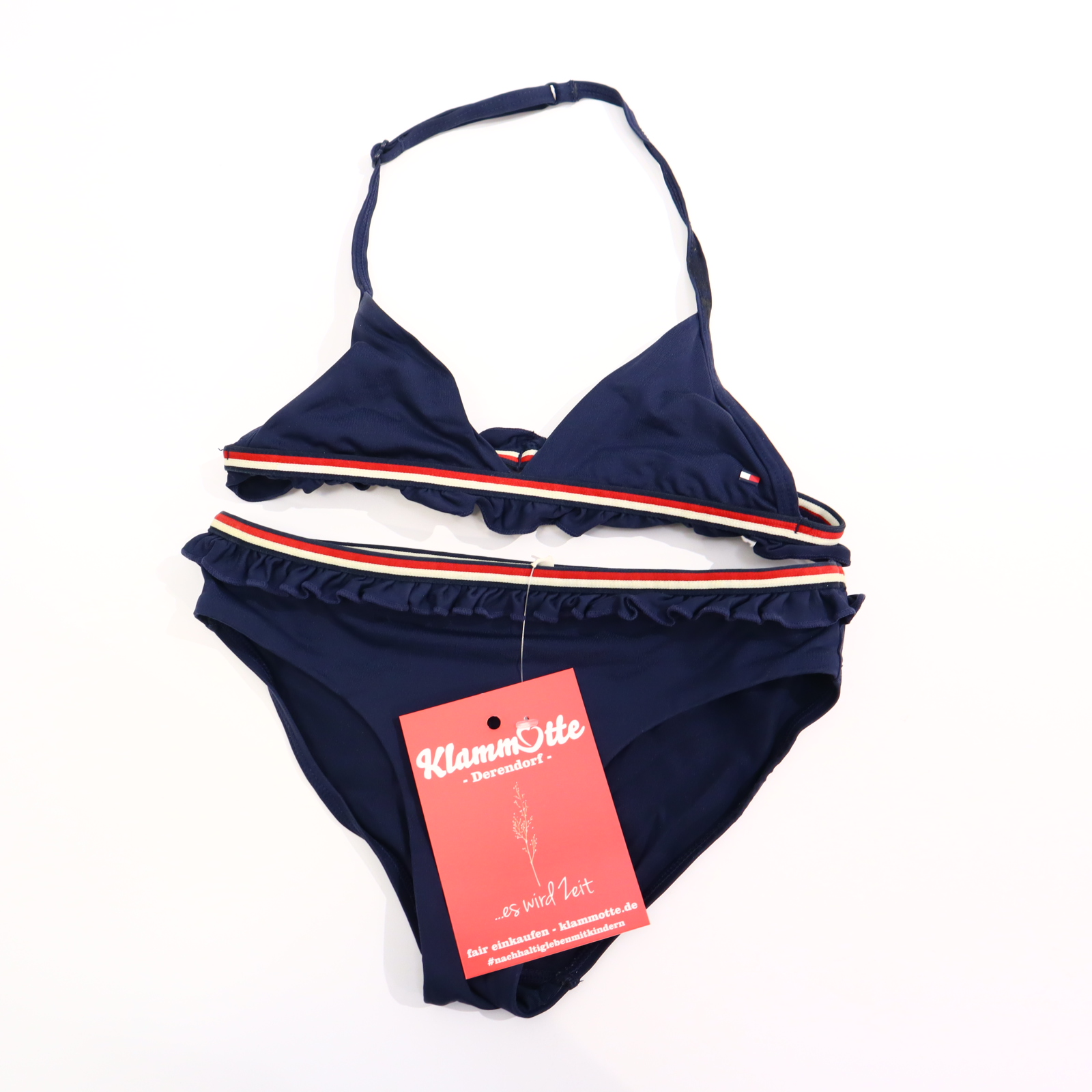 Bademode TOMMY HILFIGER Bikini 116/122 blau Applikation/Logo/Rüsche