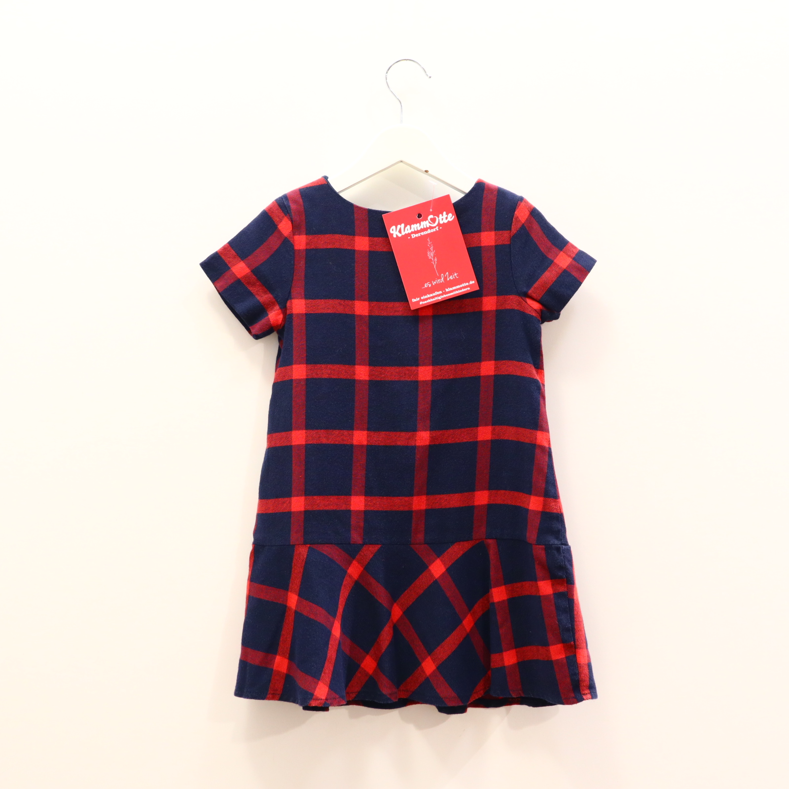Kleider & Röcke jacadi Flanellkleid 110 blau/rot gestreift Baumwolle/Flanell/Polyester/Viskose/Wolle Reißverschluß