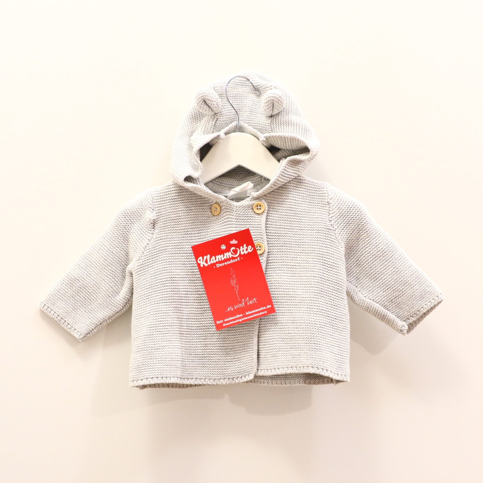 Oberteil H&M 56 grau Kapuzenjacke Baumwolle/Strick