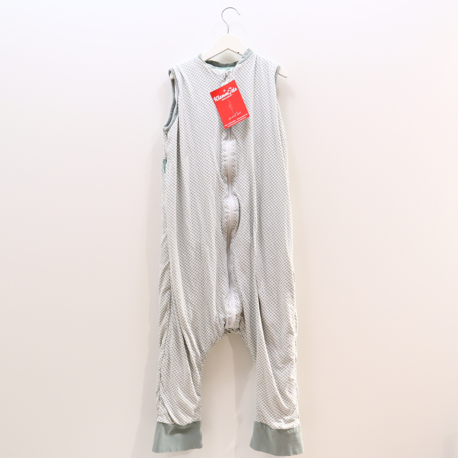 Schlafsack molis&co 110 cm/116cm Schlafsack mit Beinen grün/weiß kariert Baumwolle 1.0 TOG Polyester