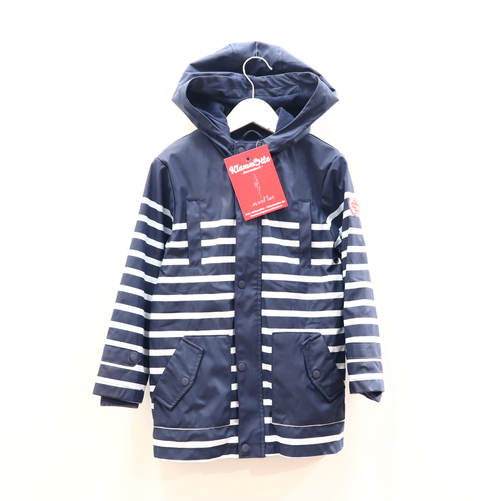 Jacke vertbaudet 116 blau Applikation/gestreift Regenjacke Fleecefutter Herbst/Winter