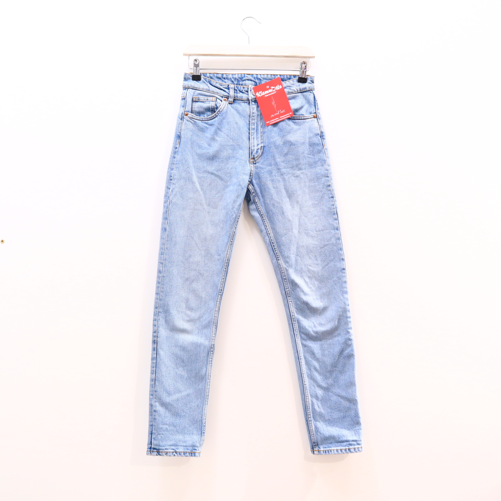 Hose MONKI Jeans 158 blau Denim Knopf/Reißverschluß