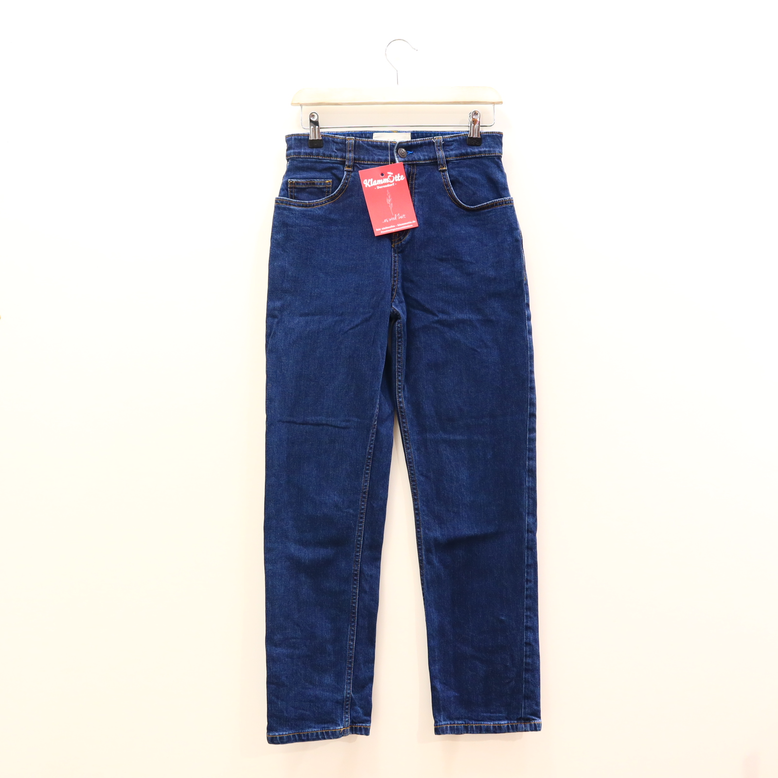 Hose Mini Boden 152/158 Jeans blau Knopf/Reißverschluß/verstellb. Bund Denim