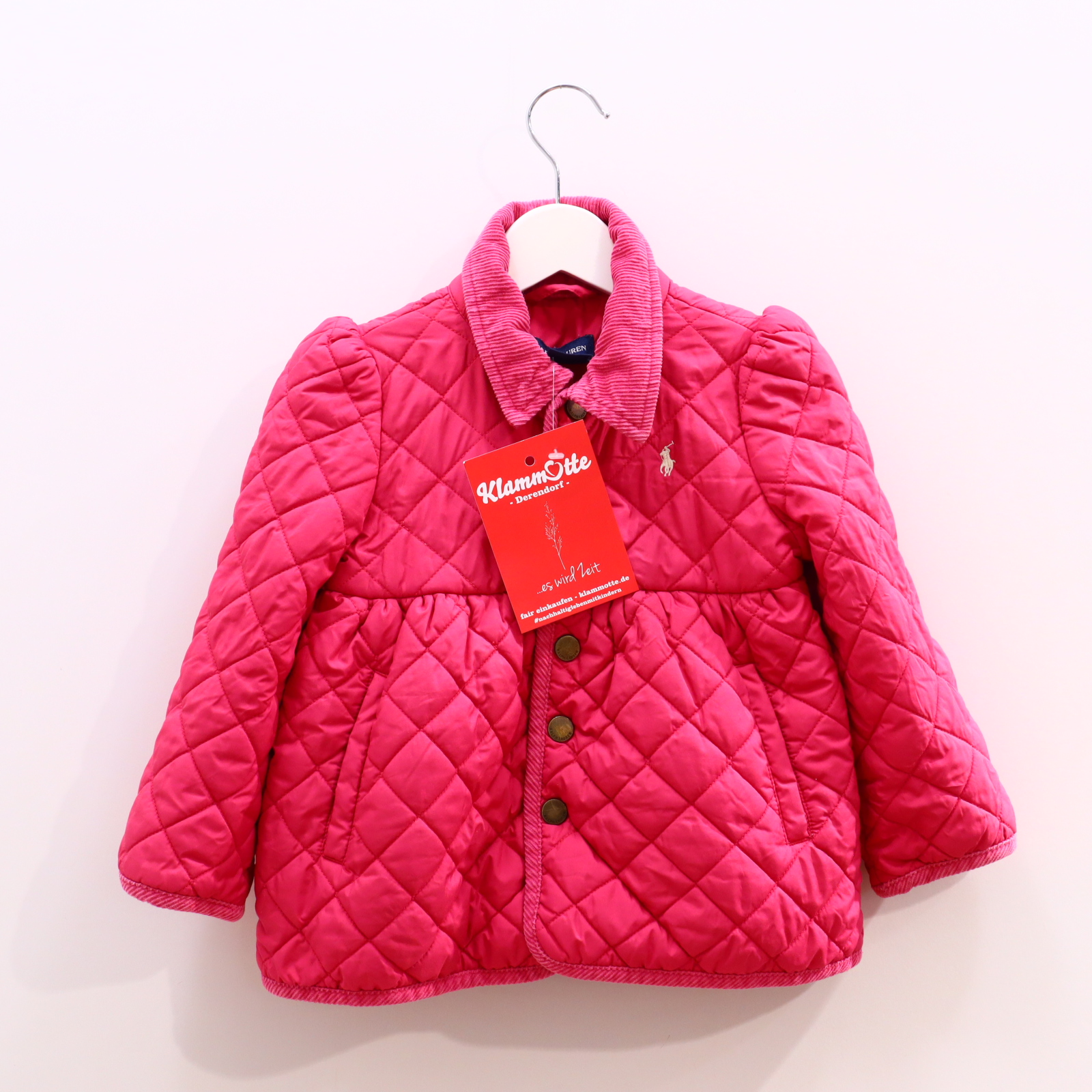 Jacke RALPH LAUREN Steppjacke 98 rosa Logo/Stickerrei