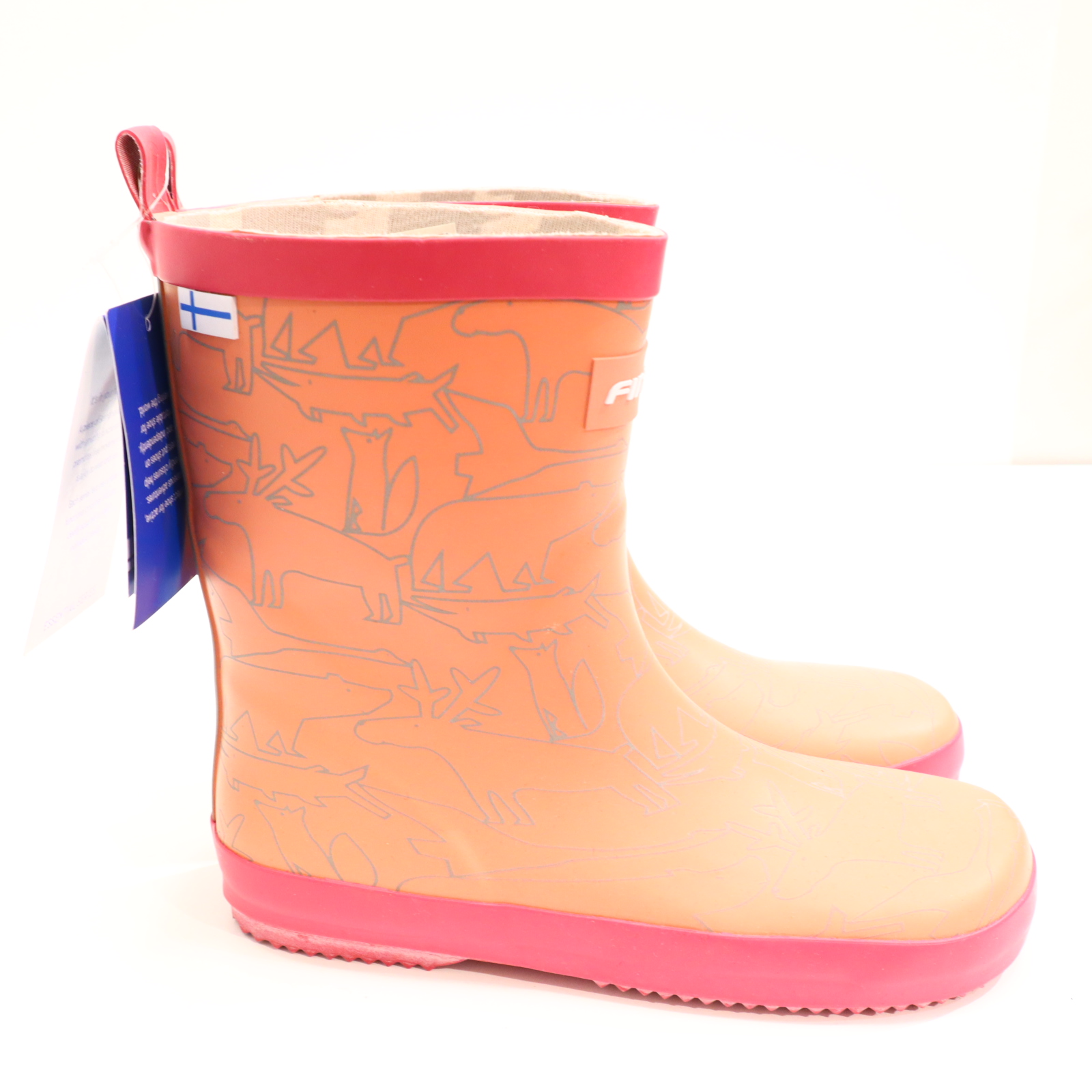 Gummistiefel FINKID 34 rosa Naturkautschuk Muster NEU!