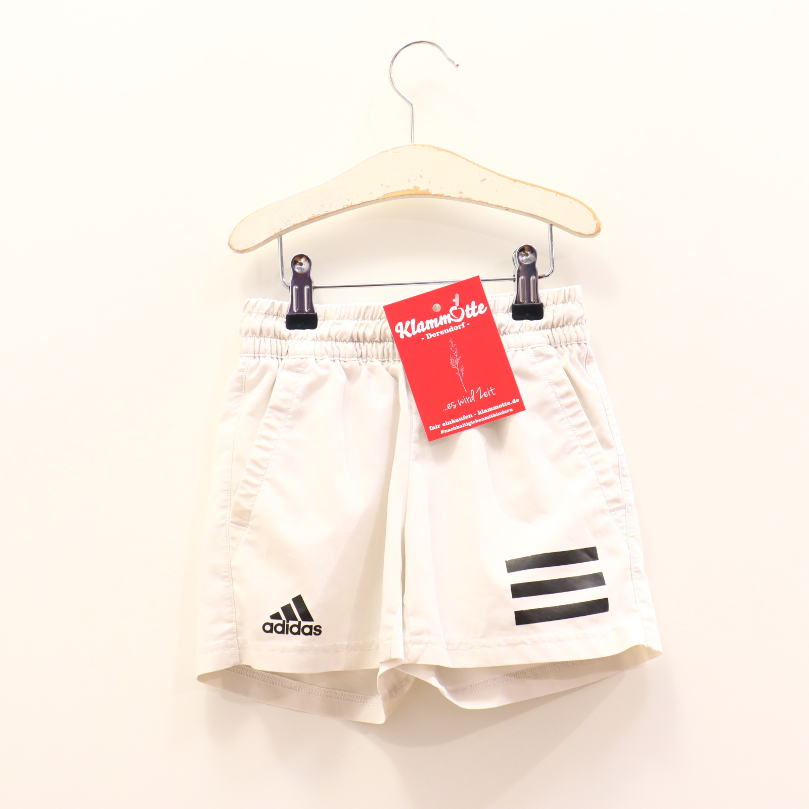 Hose adidas 128 Short/Sporthose weiß Logo/Print Gummibandzug/Kordelzug