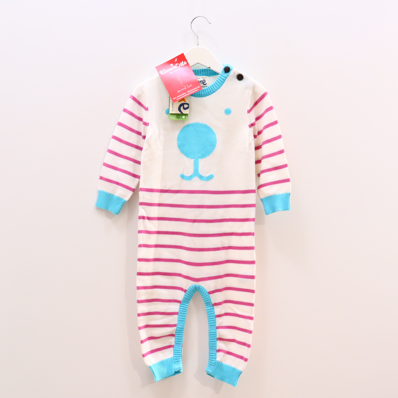Oberteil kite 92 rosa/türkis/weiß gestreift/Motiv Einteiler ohne Fuß/Overall Biobaumwolle/Strick NEU!
