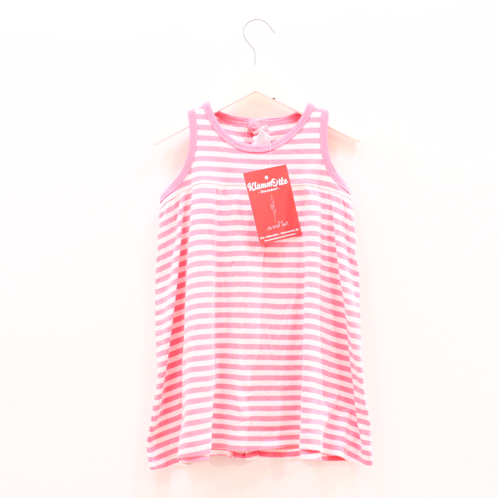 Kleider & Röcke PETIT BATEAU Jerseykleid/Trägerkleid 86 rosa/weiß gestreift Baumwolle/Interlock Druckknopf/Knopfleiste
