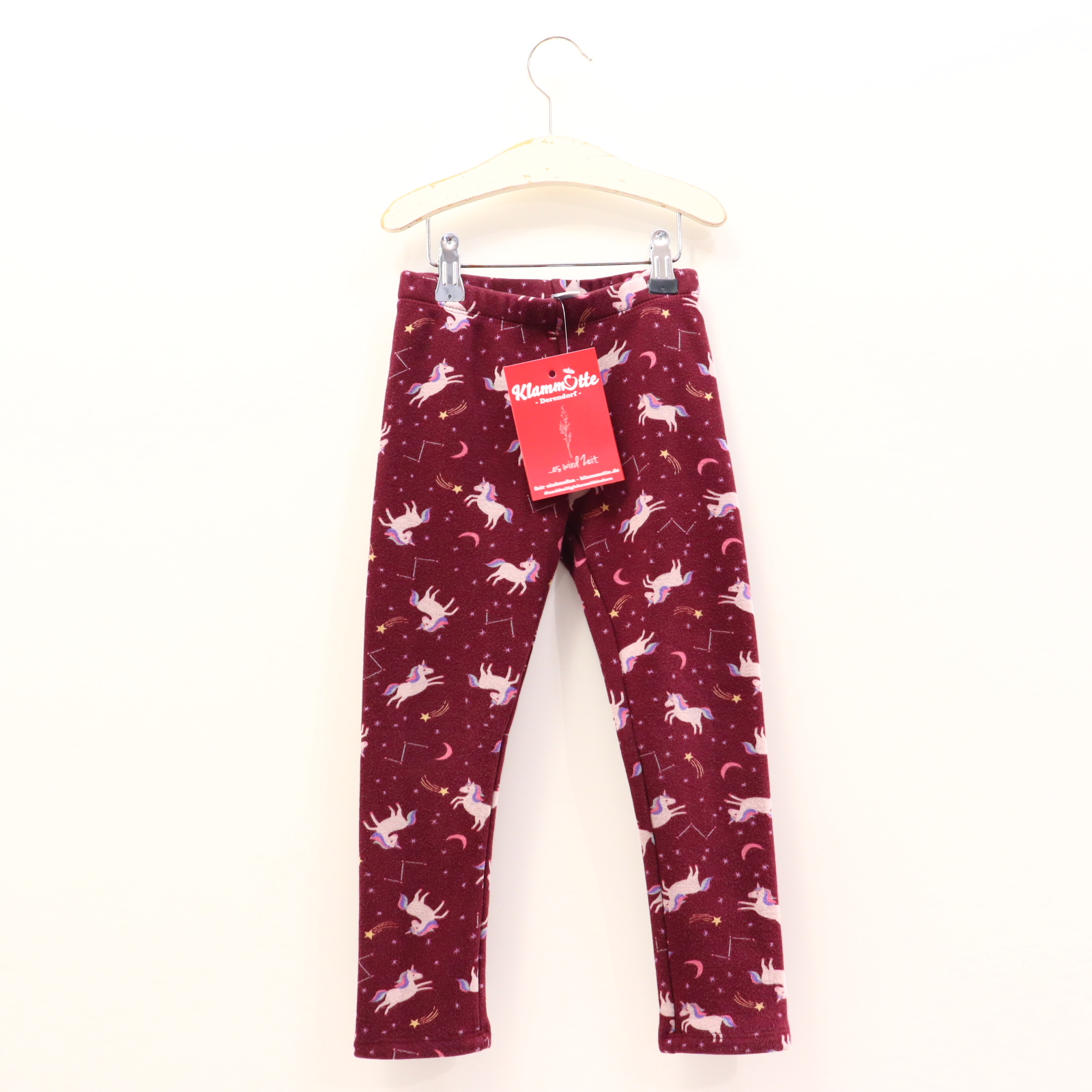 Hose Topolino Thermolegging 110 bordeaux Allover Print Sweat Gummibandzug Fleecefutter Herbst/Winter
