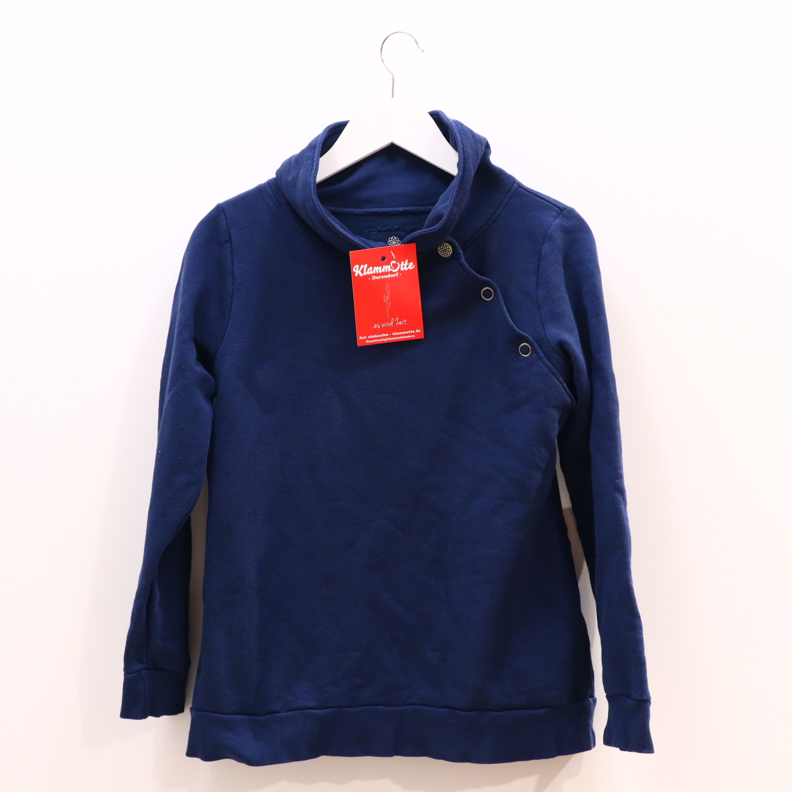 Pullover Stillfashion Stillmode/Sweatshirt L 42/44 blau Bio Baumwolle/Modal Schalkragen fair & nachhaltig