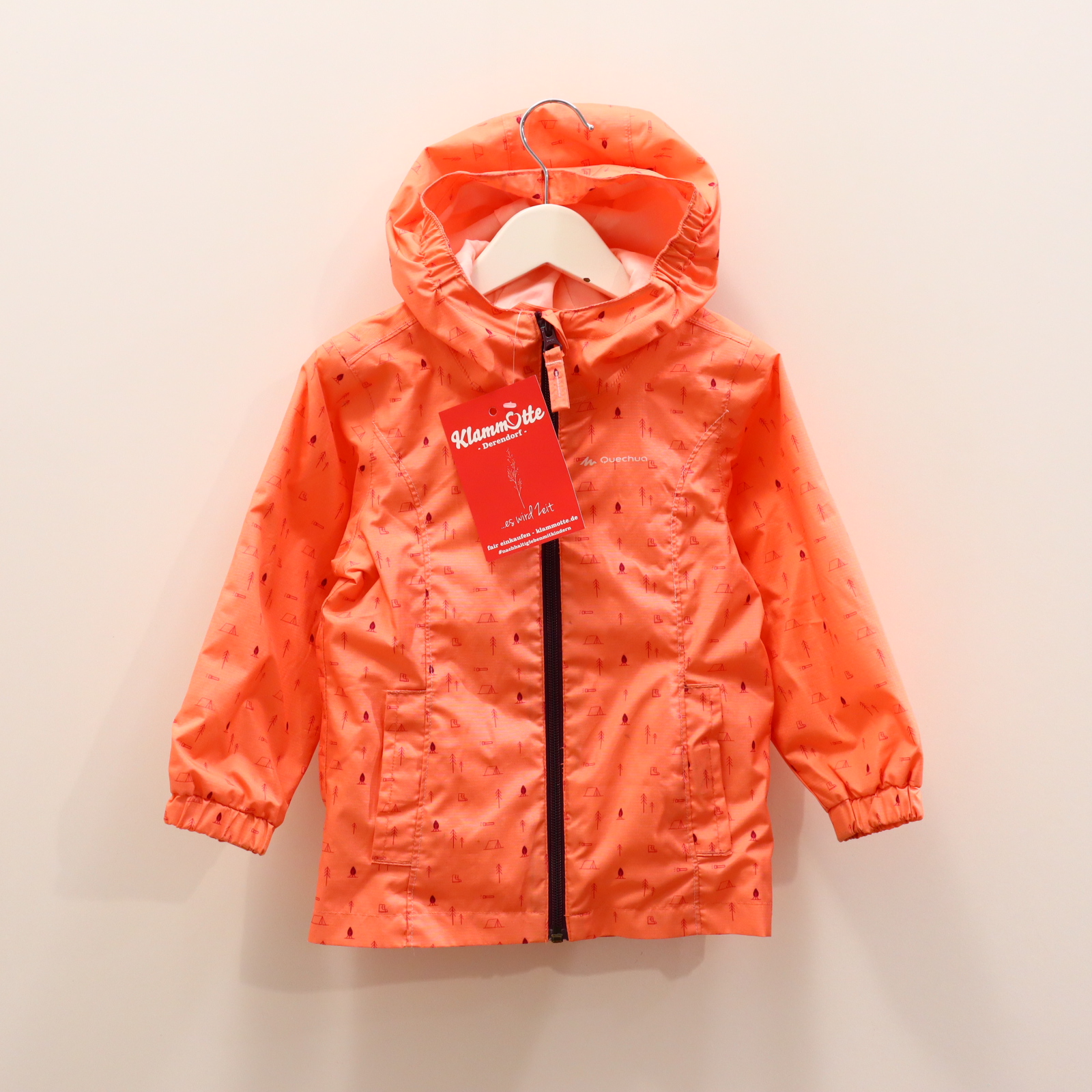 Jacke DECATHLON/Quechua Funktionsjacke/Regenjacke/Windjacke 92/98 apricot Alloverprint