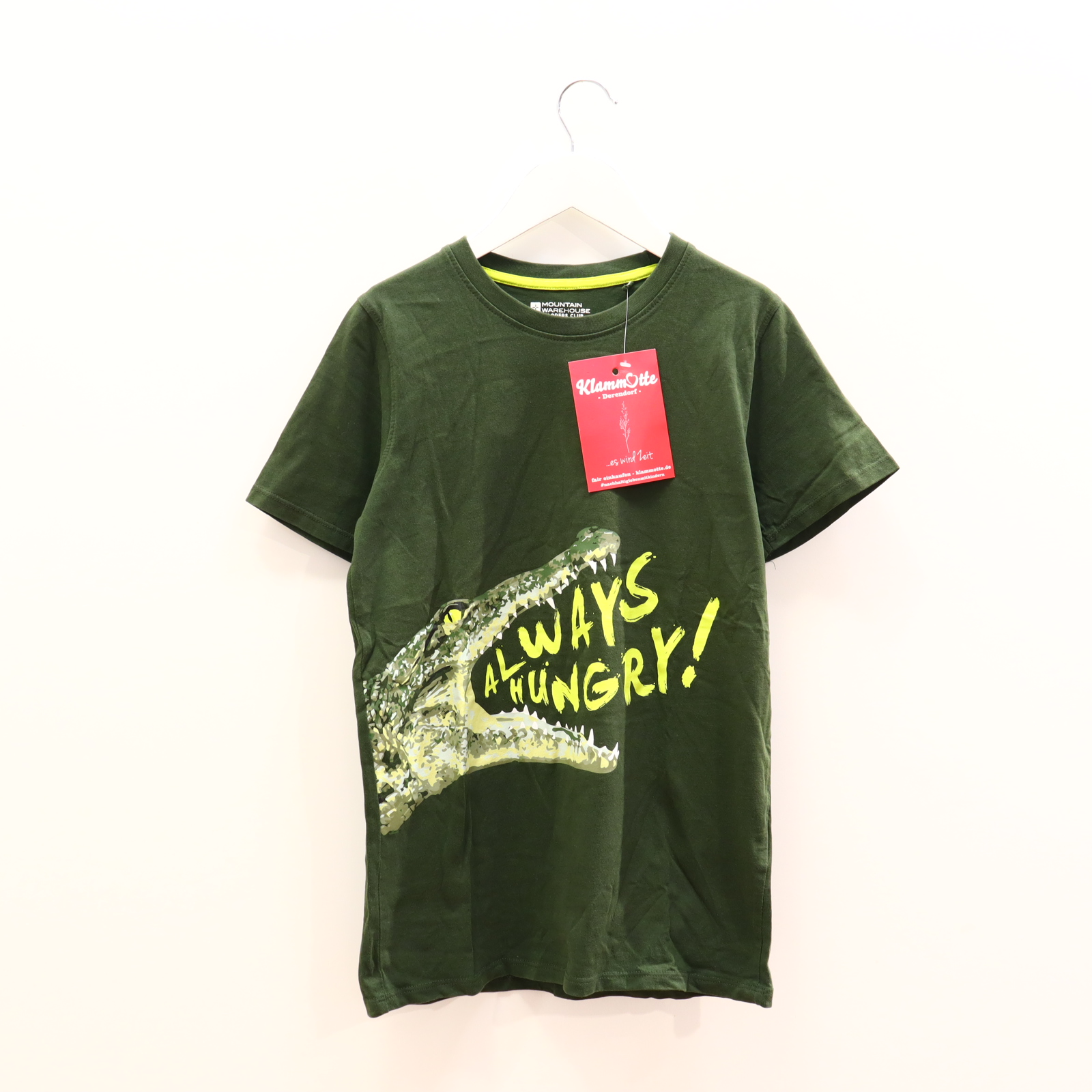 Oberteil MOUNTAIN WAREHOUSE Gr. 146/Gr. 152 kurzarm Shirt grün Baumwolle Print UV-Protection